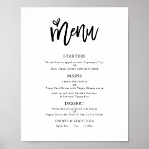 Poster Cardápio de Casamento com Fonte de Texto com Estil