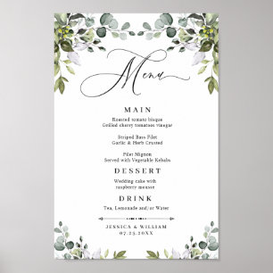 Poster Cardápio de Casamento com Verde de Eucalipto