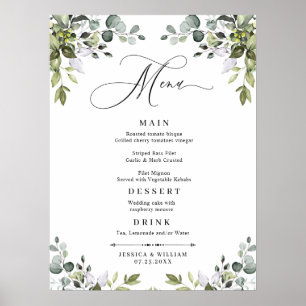Poster Cardápio de Casamento com Verde de Eucalipto
