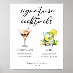 Poster Cardápio de Casamento Coquetéis Especiais Martini
