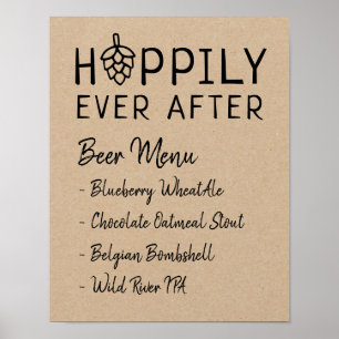 Poster Cardápio de Cerveja Casamento Feliz Para Sempre Ch