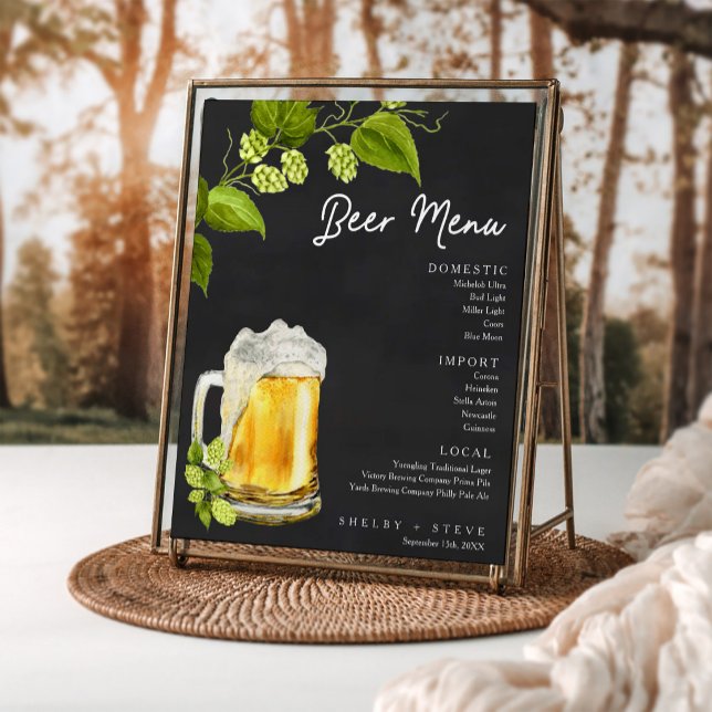 Poster Cardápio de Cerveja de Casamento Love Is Brewing (Criador carregado)