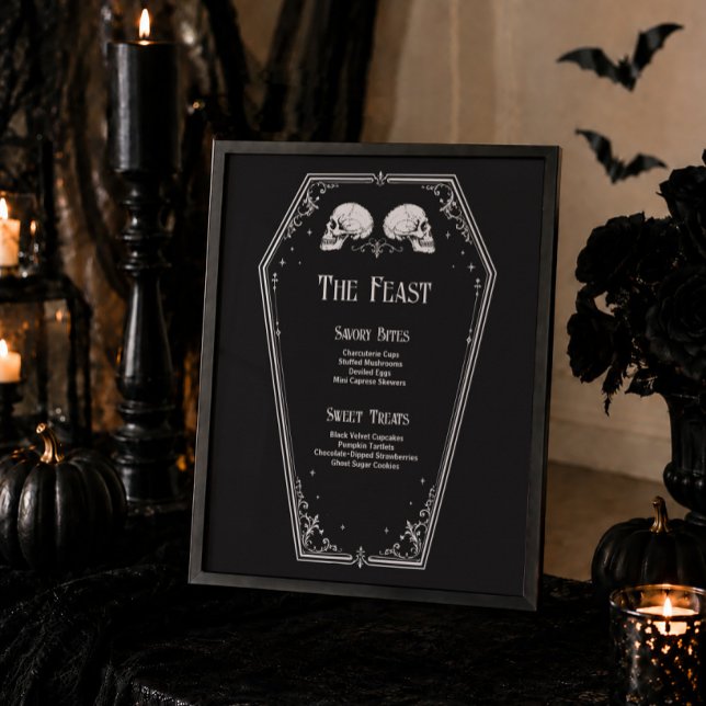 Poster Cardápio de Chá de Noiva de Halloween Gótico (Criador carregado)