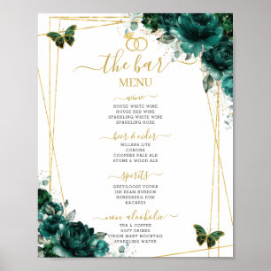 Poster Cardápio de Coquetéis de Bar de Casamento Floral V