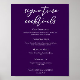 Poster Cardápio de Coquetéis Personalizados de Casamento