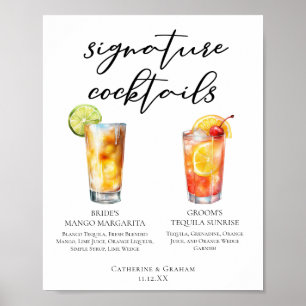 Poster Cardápio de Coquetéis Tequila Sunrise Mango Margar