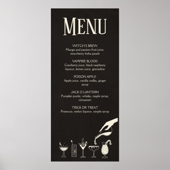 Poster cardápio de coquetel moderno de meio de século do  (Frente)
