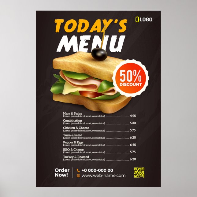 Poster cardápio de fast food (Frente)