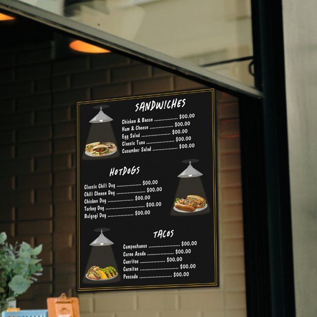 Poster Cardápio de Fast Food Sanduíches | Cachorros Quent (Criador carregado)