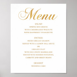 Poster Cardápio de jantar de casamento em ouro. Letra sim