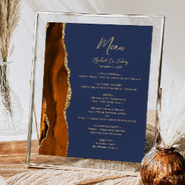 Poster Cardápio de Mesa de Casamento Laranja Queimado Ága