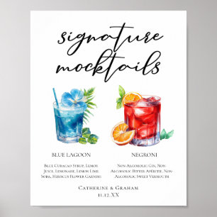 Poster Cardápio de Mocktail Negroni Blue Lagoon Sem Álcoo
