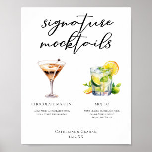 Poster Cardápio de Mocktails de Martini de Chocolate Moji