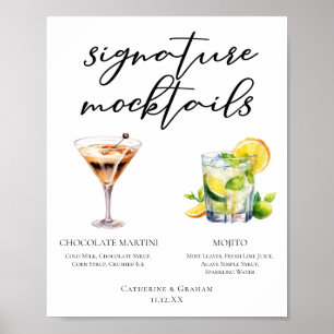 Poster Cardápio de Mocktails de Martini de Chocolate Moji