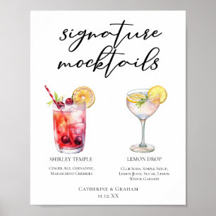 Poster Cardápio de Mocktails Shirley Temple Lemon Drop Fo