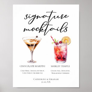 Poster Cardápio de Mocktails Shirley Temple Martini de Ch
