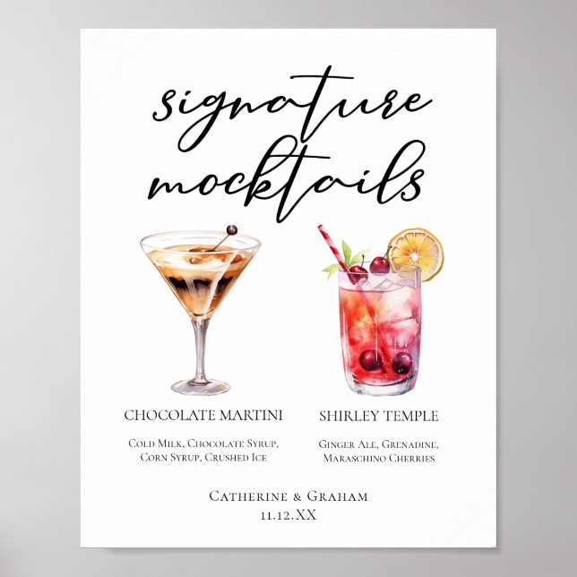 Poster Cardápio de Mocktails Shirley Temple Martini de Ch (Frente)