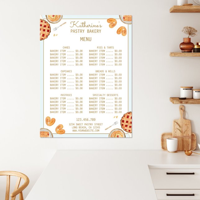 Poster Cardápio de Padaria da Loja de Tortas e Massas da  (In situ)