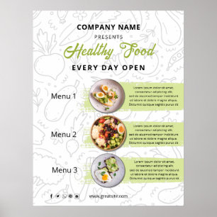 Poster Cardápio de Restaurante de Catering de Comida Fres