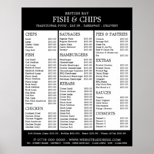 Poster Cardápio de Restaurante Fish & Chip Shop