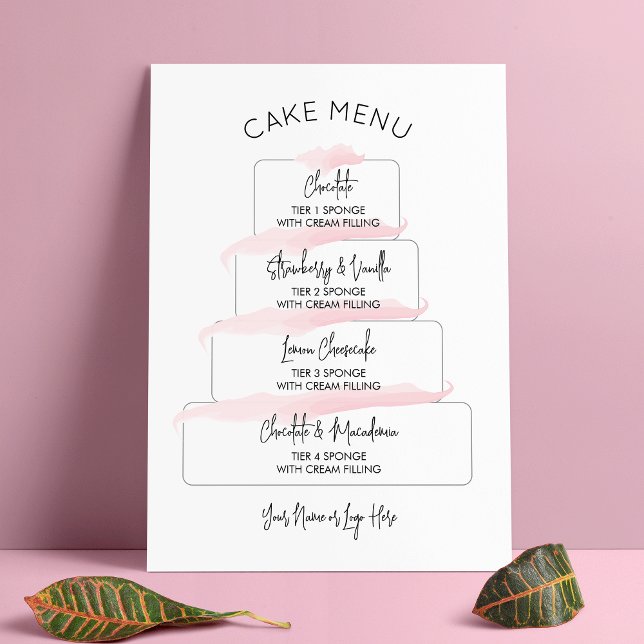 Poster Cardápio de Sabores de Bolo de Rosto Feminino em R (Criador carregado)