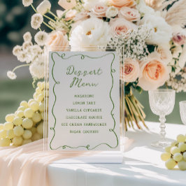 Poster Cardápio de Sobremesas com Moldura Verde Desenhada