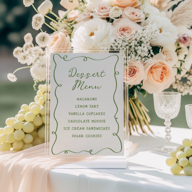 Poster Cardápio de Sobremesas com Moldura Verde Desenhada (Criador carregado)