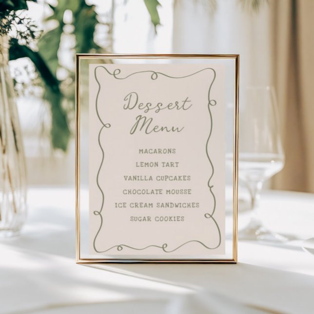 Poster Cardápio de Sobremesas com Moldura Verde Musgo Des (Criador carregado)