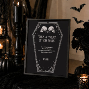 Poster Cardápio de Sobremesas Skull Gothic Halloween Chá
