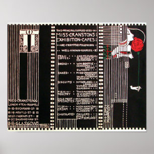 Poster Cardápio estilo Vintage Glasgow School por M. Mack