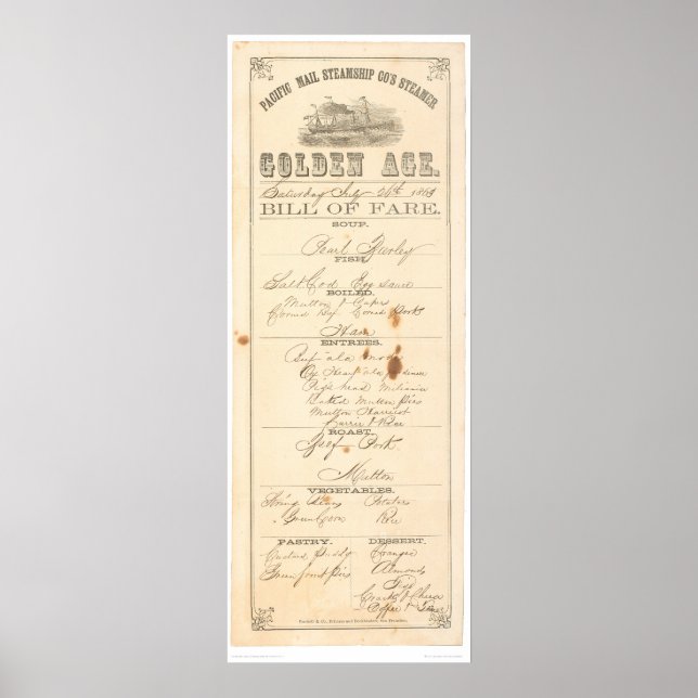 Póster Cardápio para Vapor "Era Dourada" (1276A) (Frente)