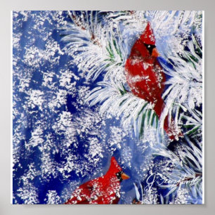 Poster Cardeais na neve