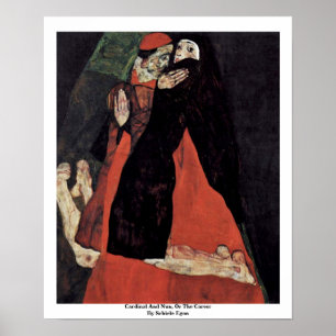 Póster Cardeal e freira, ou a carícia por Schiele Egon