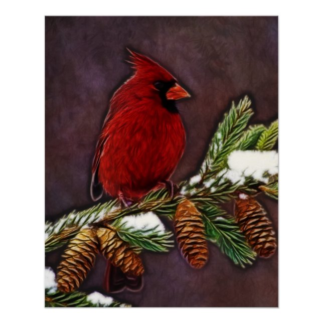 Póster Cardeal e Pinecones (Frente)