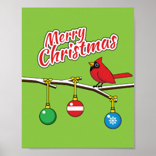 Poster Cardeal Vermelho no Ramal da Bare de Natal - Feliz