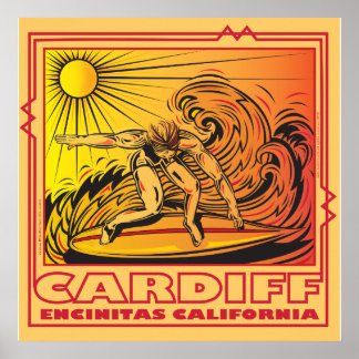 PÓSTER CARDIFF PELO SURFING DO MAR ENCINITAS CALIFÓRNIA