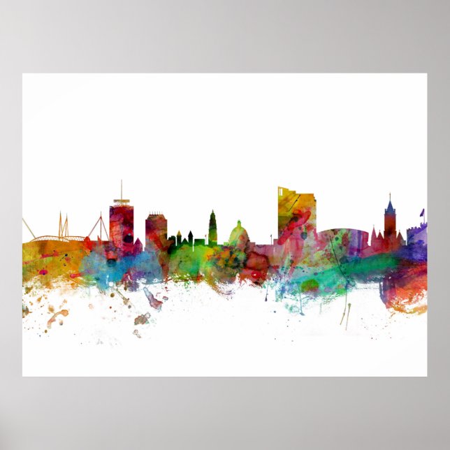 Poster Cardiff Wales Skyline (Frente)