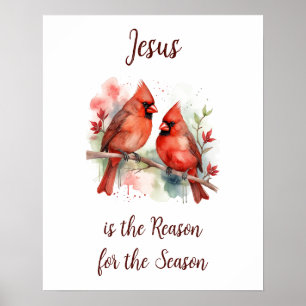 Poster Cardinal Vermelho de Natal Jesus Razão da Temporad
