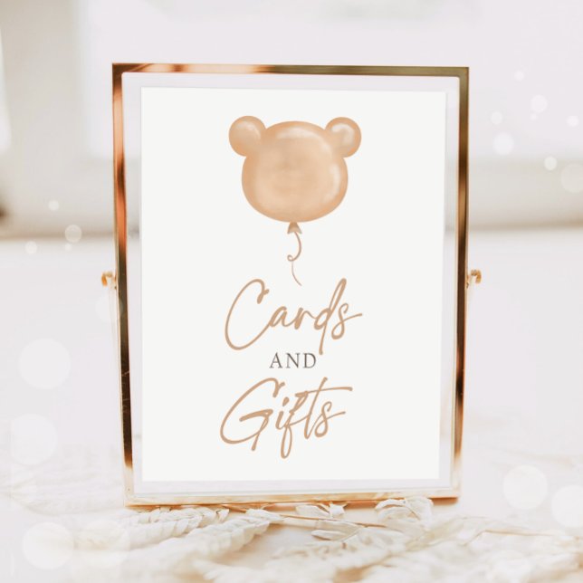 Poster Cards and Gifts Teddy Bear Balloon Boho Birthday  (Criador carregado)