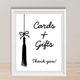 Poster Cards & Gifts Bow Black & White Graduation Sign