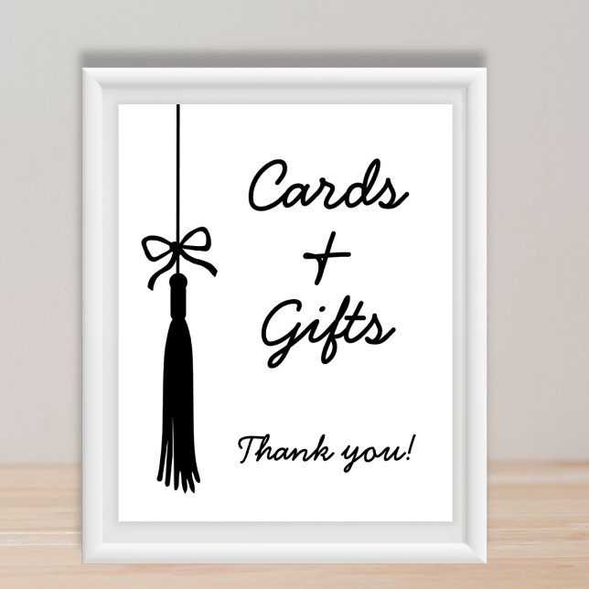 Poster Cards & Gifts Bow Black & White Graduation Sign (Cards & Gifts Bow Black & White Graduation Sign)