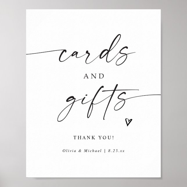 Poster Cards & Gifts Modern Handwritten Wedding Sign (Frente)