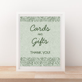 Poster Cards & Gifts Sage Green Floral Handwritten Font