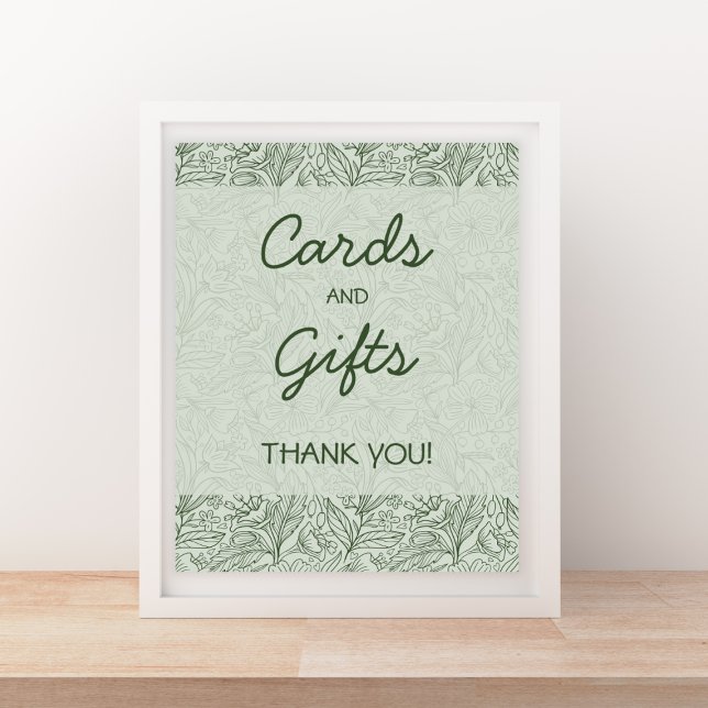 Poster Cards & Gifts Sage Green Floral Handwritten Font (Cards & Gifts Sage Green Floral Handwritten Font Poster)