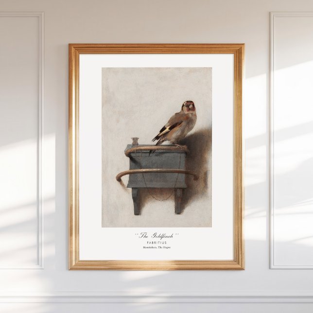 Poster Carel Fabritius Goldfinch holandês 1654 Belas Arte (Criador carregado)