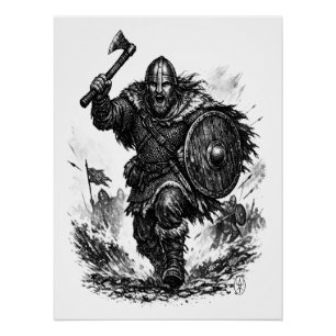 Póster Carga do Guerreiro Viking – Batalha de Tinta