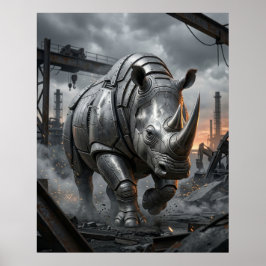 Poster Carga do Rinoceronte de Aço