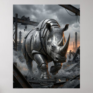 Poster Carga do Rinoceronte de Aço