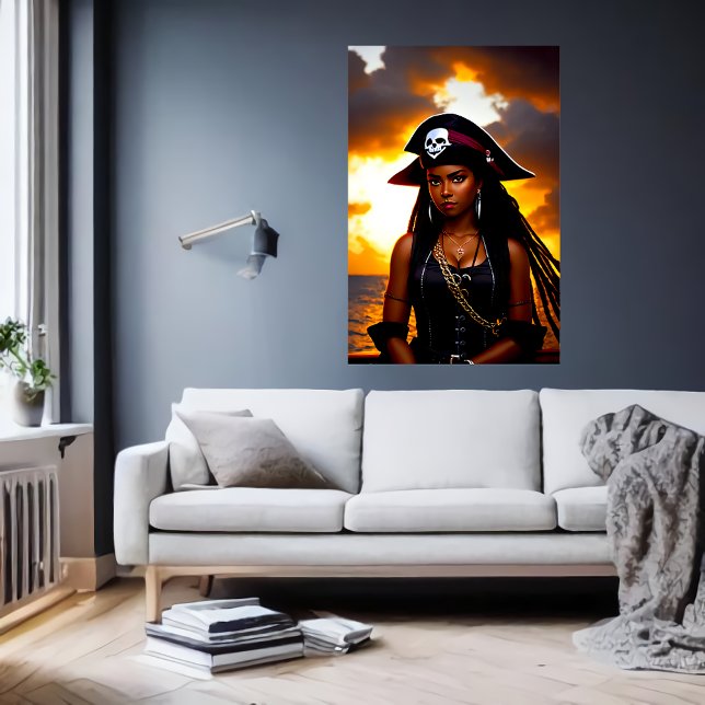 Poster Caribe Adorável Lady Pirate | Arte AI (Criador carregado)