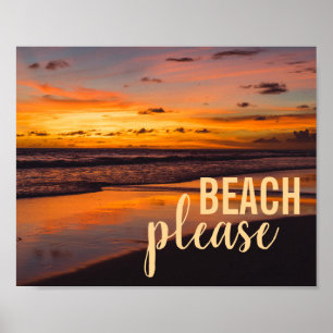 Poster Caribe tropical Praia Sunset, por favor